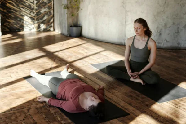 Lying down meditation position 