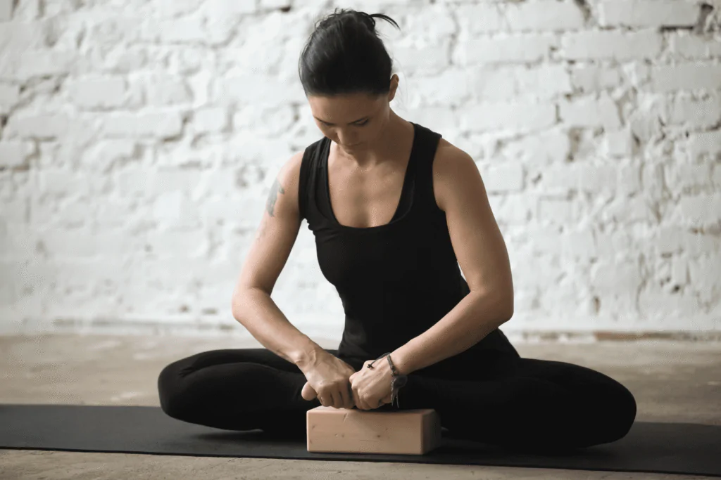 sukhasana with blocks